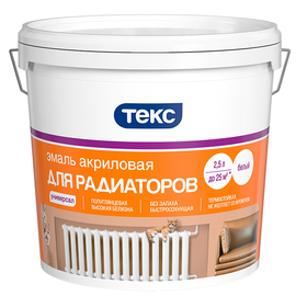 Эмаль для радиаторов ТЕКС акриловая (полуглянцевая белая) 0,8 л (18 шт.)